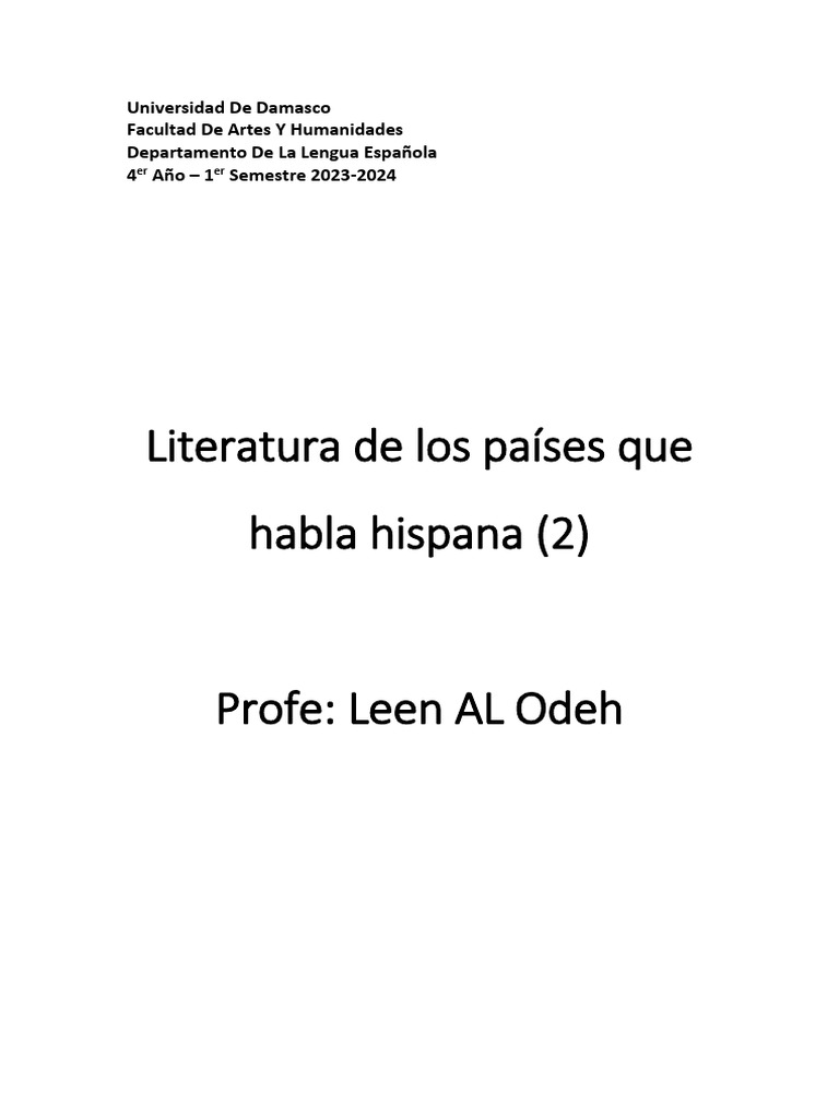 Literatura de Los Países Que Habla Hispana | PDF | Barroco | Era de ...