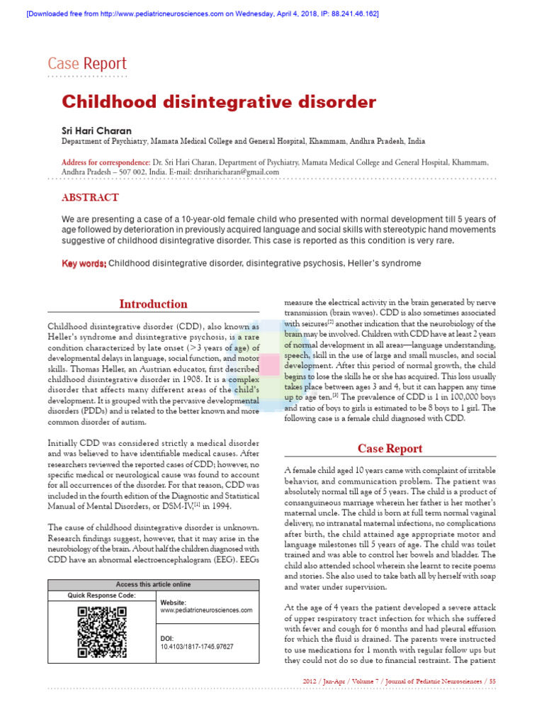 Childhood Disintegrative Disorder | PDF | Antipsychotic | Pervasive ...