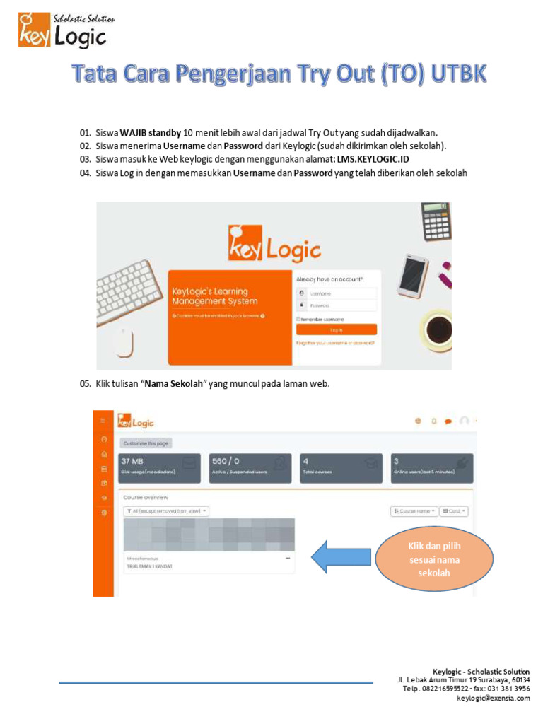 Panduan Try Out Siswa Keylogic | PDF
