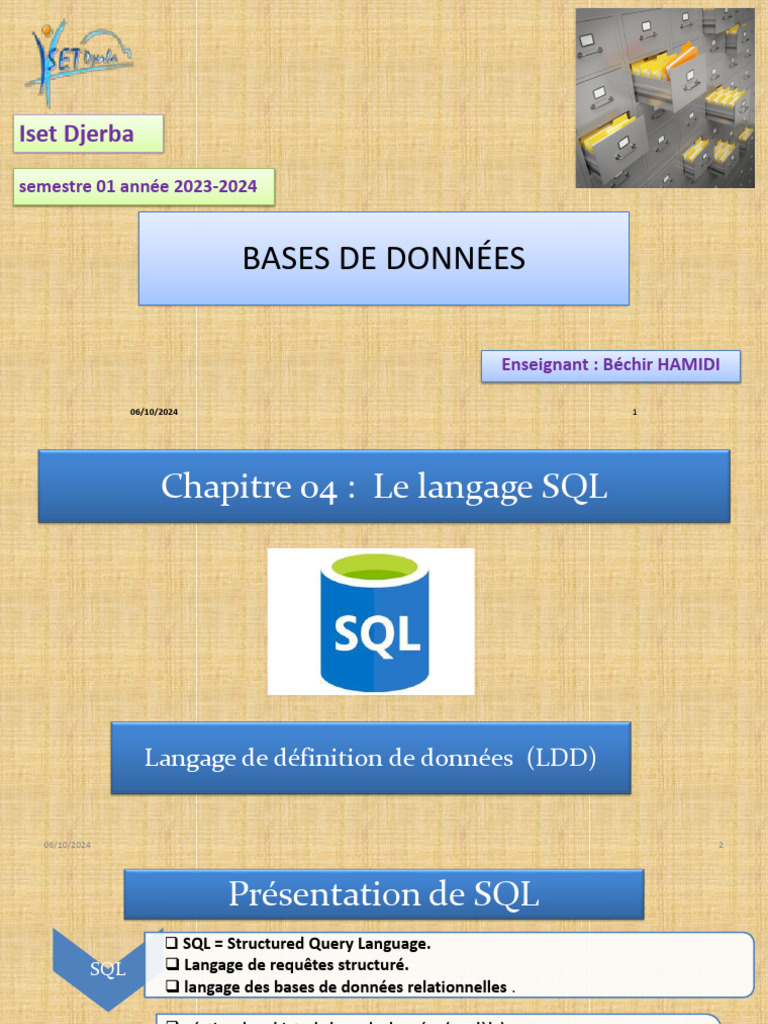 Introduction au Langage SQL LDD | PDF | SQL | Base de données relationnelle