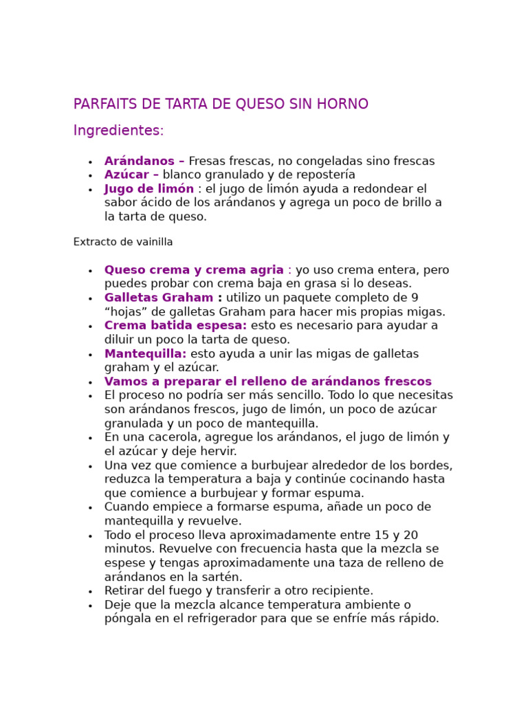 Parfaits de Tarta de Queso Sin Horno | PDF | Alimentos
