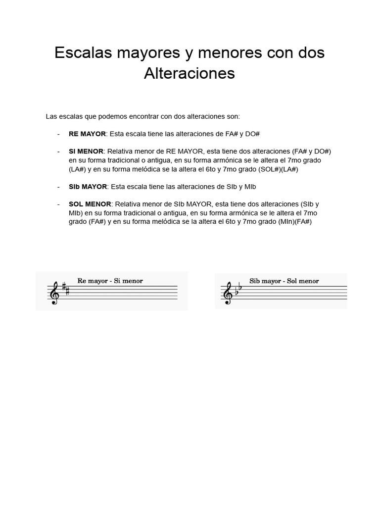 Escalas Mayores y Menores Con Dos Alteraciones | PDF