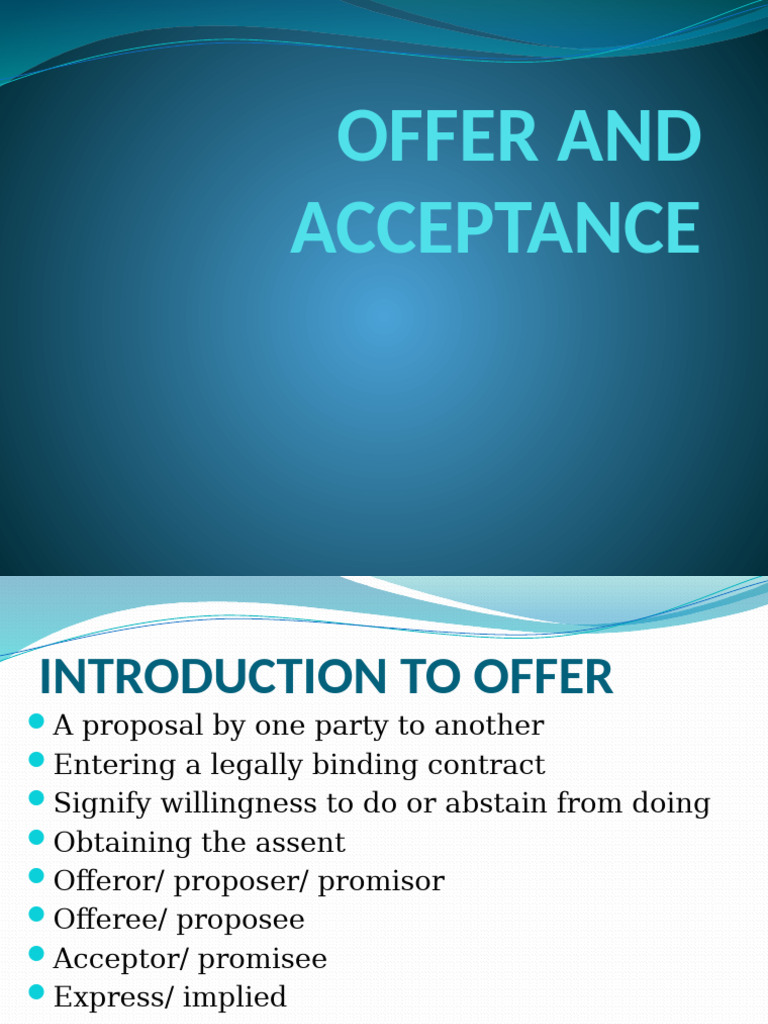 Understanding Offer and Acceptance in Contracts | PDF | Offer And ...