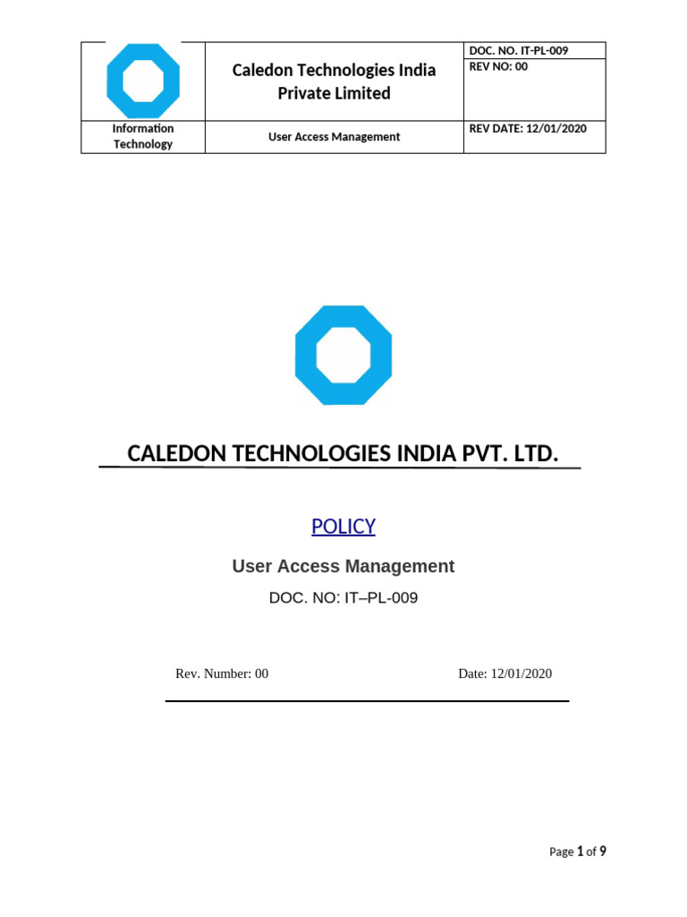 User Access Management Policy Overview | PDF | Access Control | Password