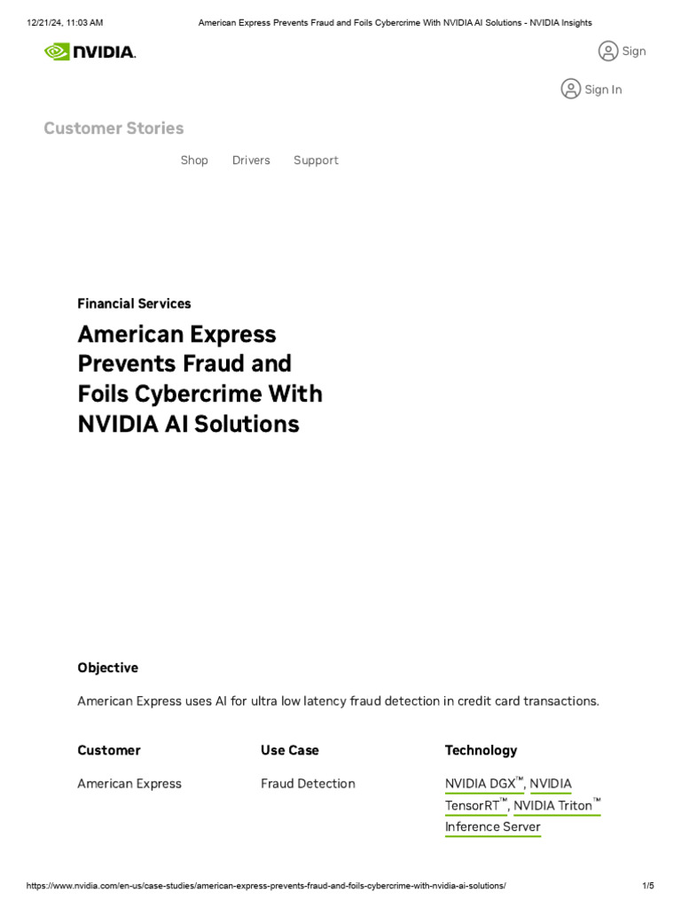 American Express Prevents Fraud and Foils Cybercrime With NVIDIA AI ...