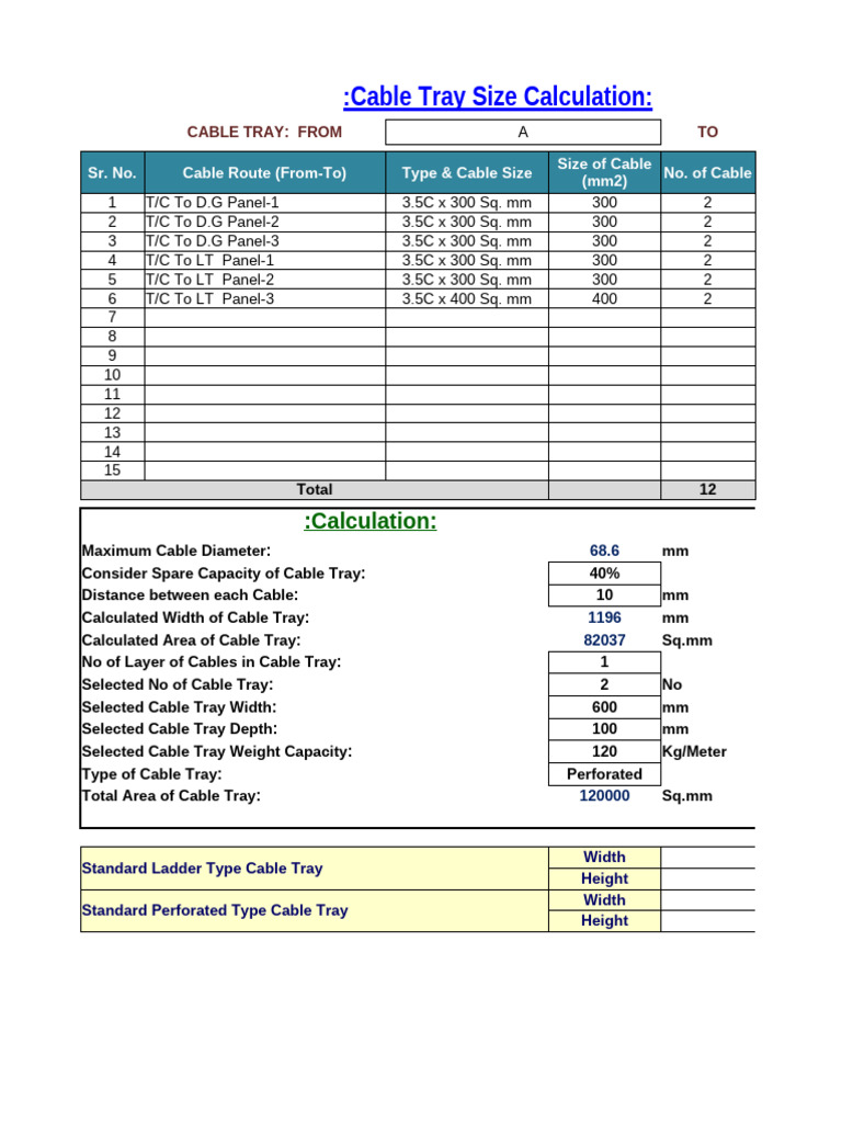 Calculate Cable Tray Size (7.7.24) | PDF | Equipment | Nature