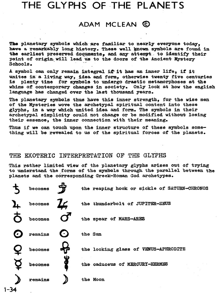 Adam McLean - The Glyphs of The Planets (The Hermetic Journal No. 1 ...