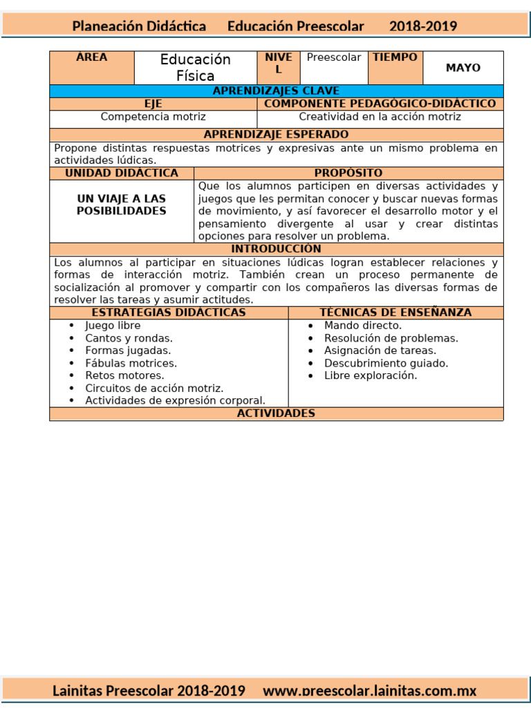 Plan de Educacion Fisica | PDF | Educación de la primera infancia ...