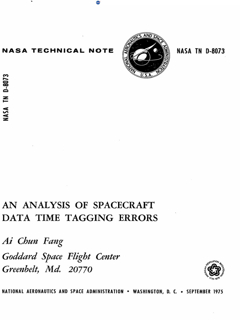 Nasa Technical Note: Ai Chun Fang Goddard Space Flight Center Greenbelt ...