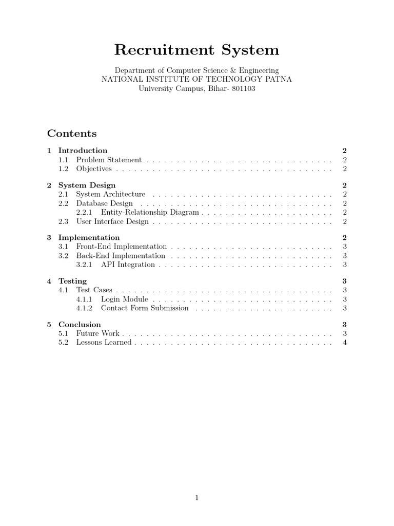 Recruitment System Design and Implementation | PDF | Databases | User ...
