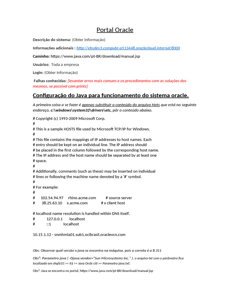 Configuração do Java para Portal Oracle | PDF | Java (linguagem de ...