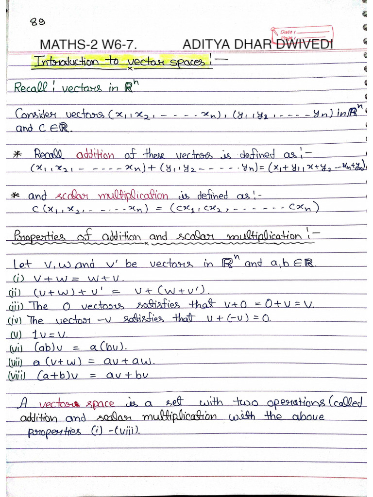 Maths 2 Notes W6-7 | PDF