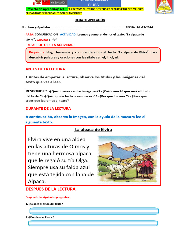 Ficha de Com La Alpaca | PDF