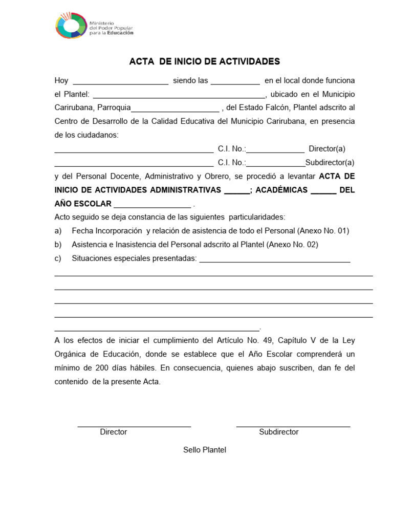 Acta de Inicio | PDF