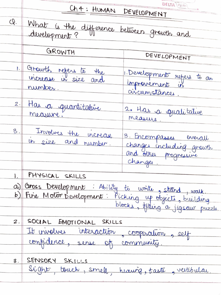 CH 4 - Human Development (11th Notes) | PDF