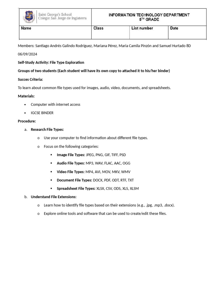 File Types Activity Santiago Galindo | PDF | Data Compression ...