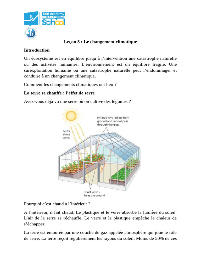 Changement climatique : causes et solutions | PDF | Effet de serre | Serre