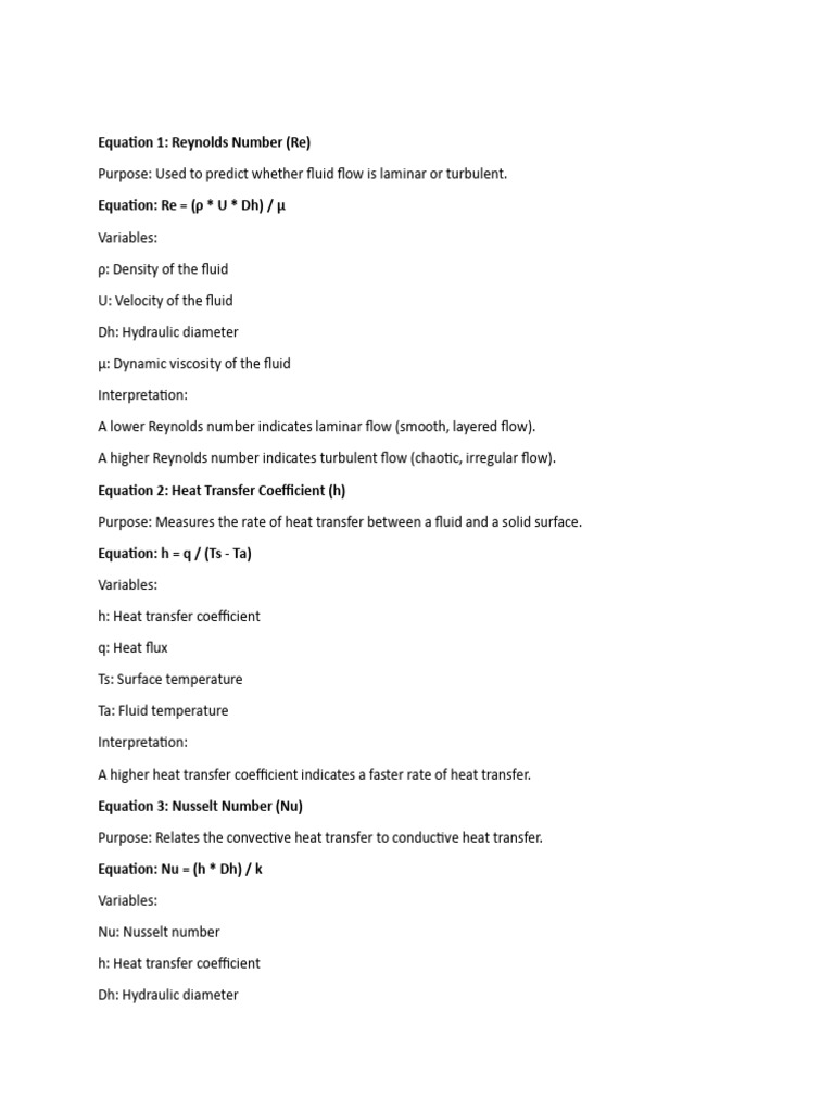 Fluid Flow and Heat Transfer Equations | PDF | Reynolds Number | Heat ...