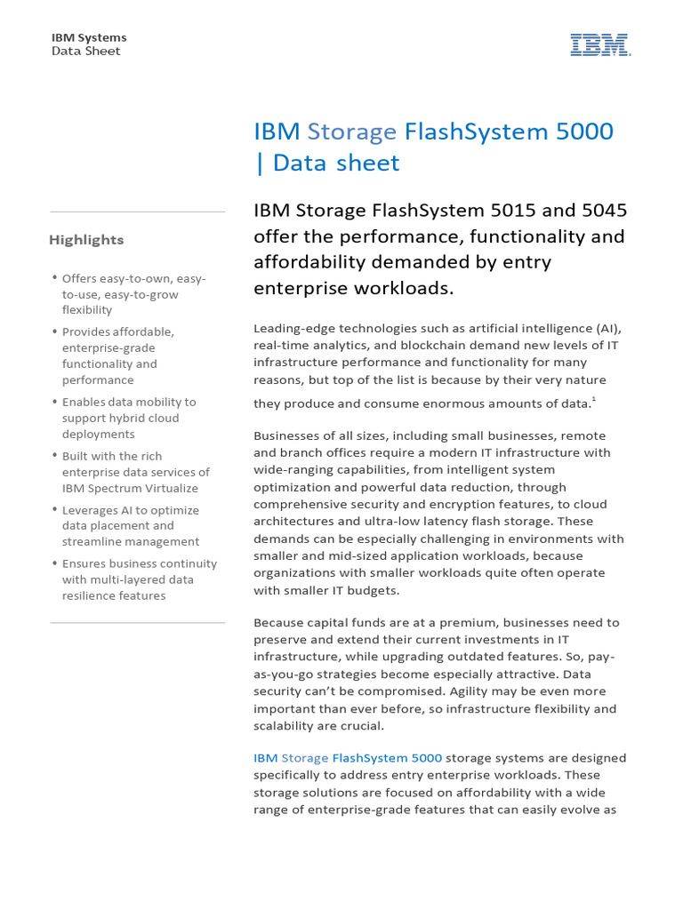 IBM FlashSystem 5045 Overview | PDF | Cloud Computing | Computer Data ...