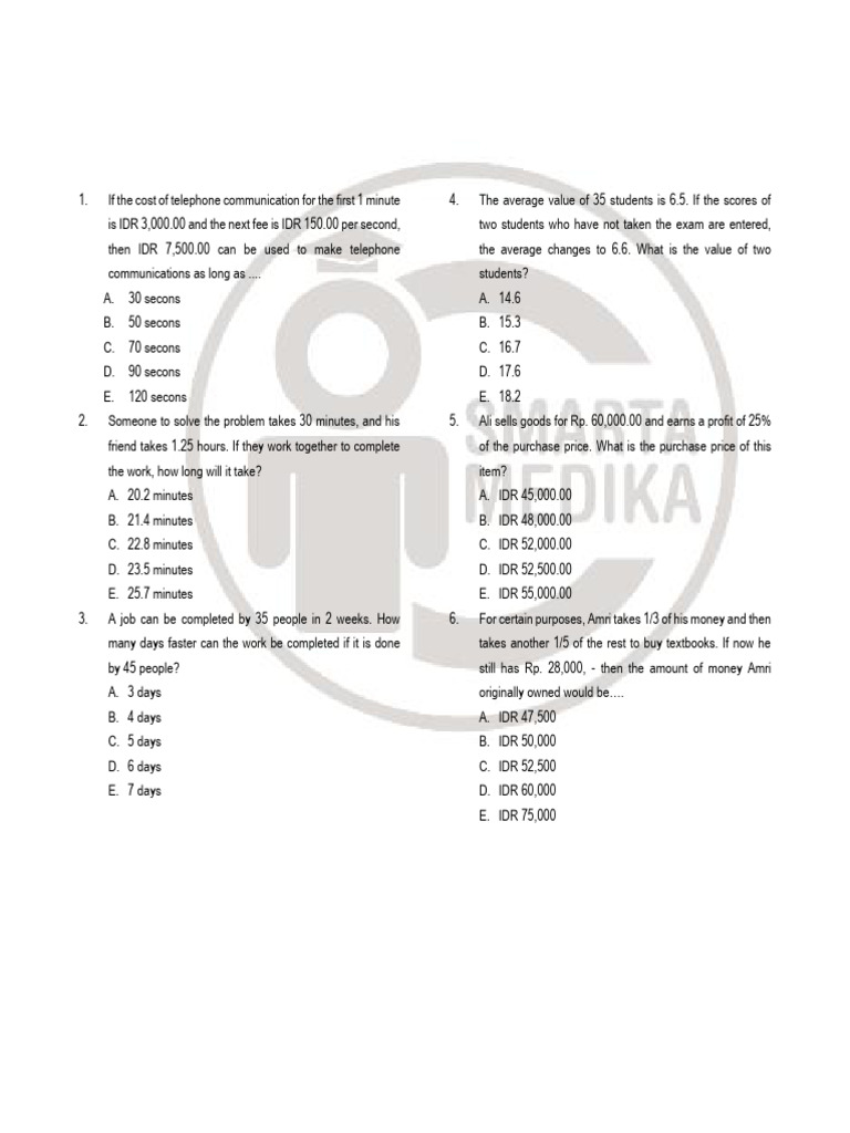 Post Test 5 Mat Iup (Aritmatika 1) | PDF | Investing | Trade