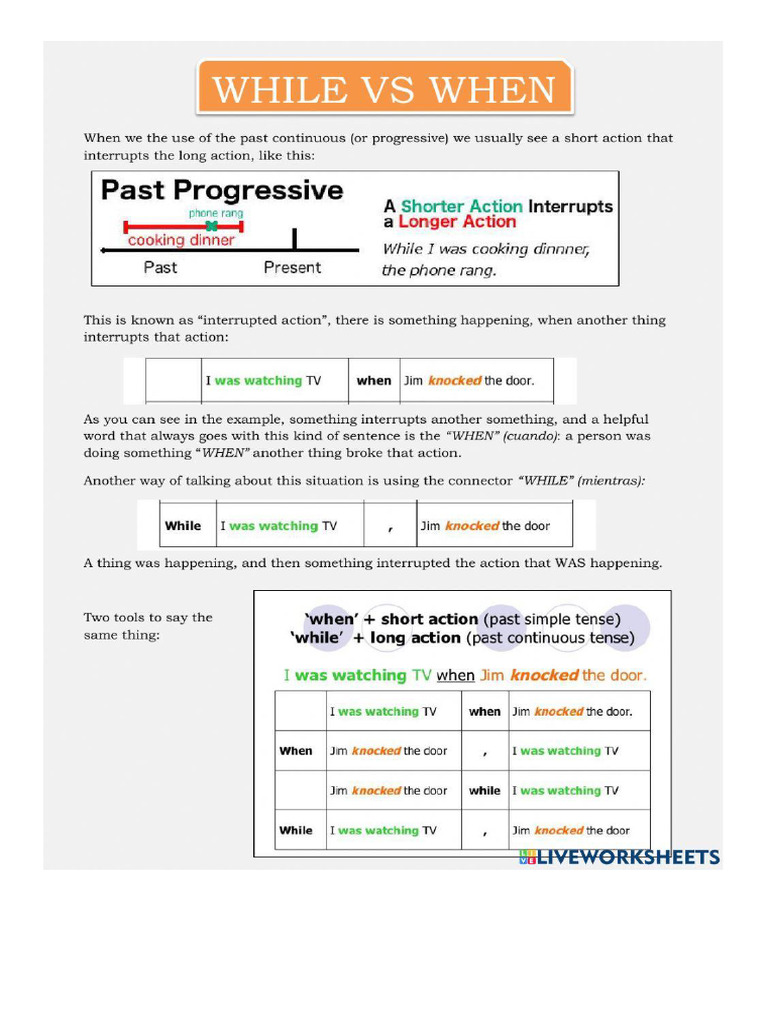 3rd Junior Handout 1 Past Cont | PDF