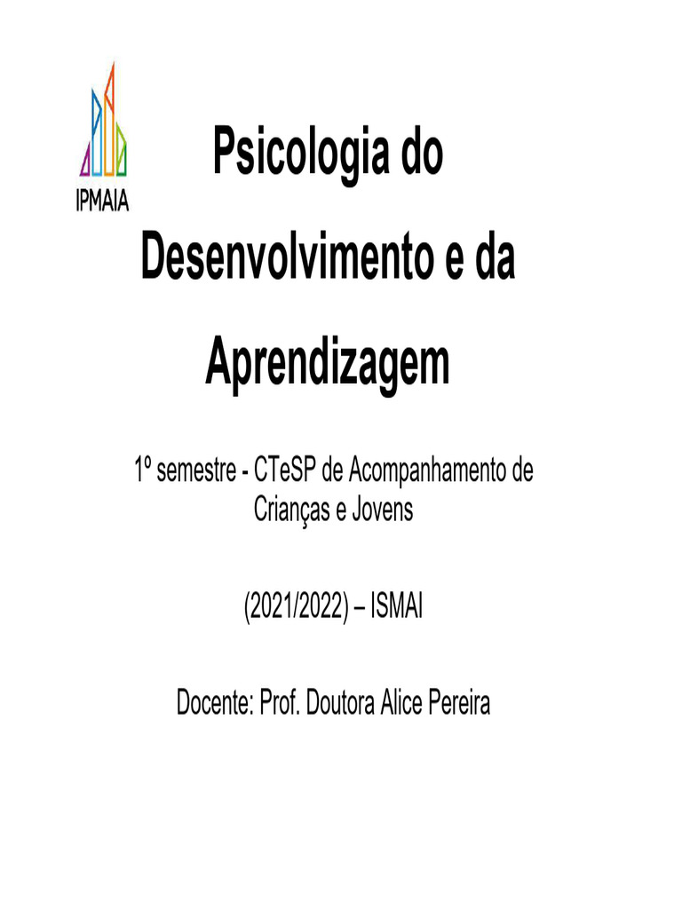 Psicologia do Desenvolvimento e Aprendizagem | PDF | Psicologia ...