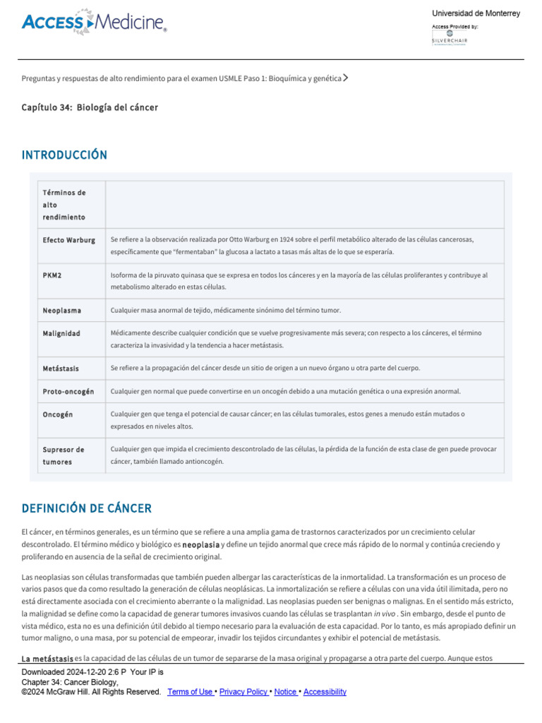 Chapter 34_ Cancer Biology | PDF | Mutación | Oncogen