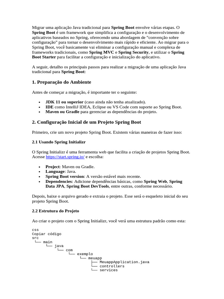 Migrar Uma Aplicação Java Tradicional para Spring Boot Envolve Várias ...