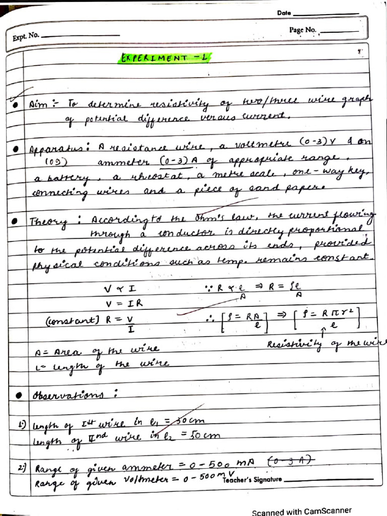 Experiment 1 Section A | PDF