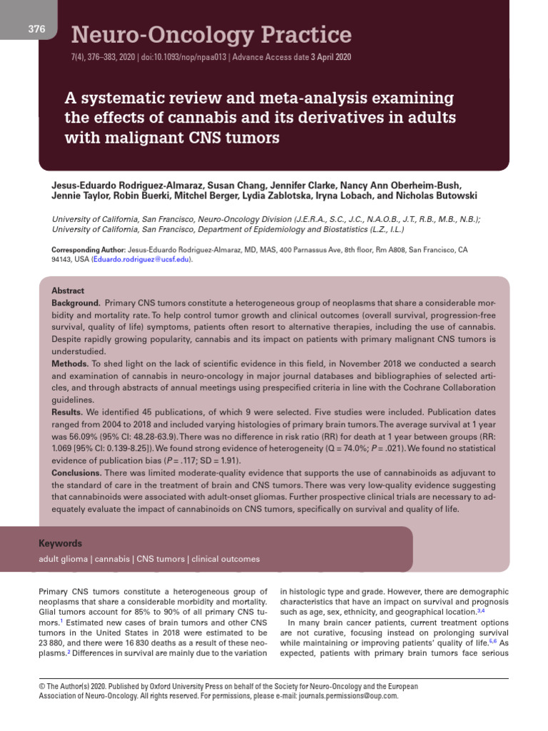A Systematic Review... Effects of Cannabis and Its Derivatives in ...