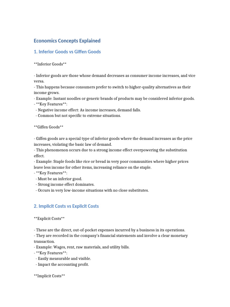 Economics Concepts: Goods and Costs Explained | PDF | Consumption Of ...