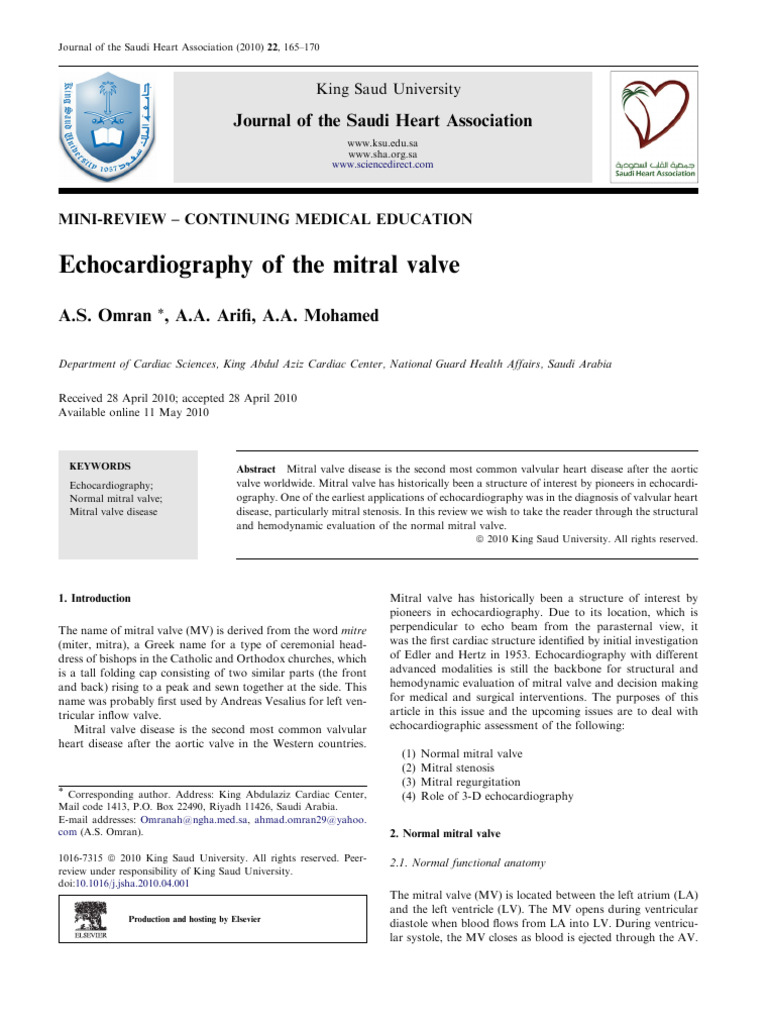 2010 - Echocardiography of The Mitral Valve | PDF | Heart Valve | Heart