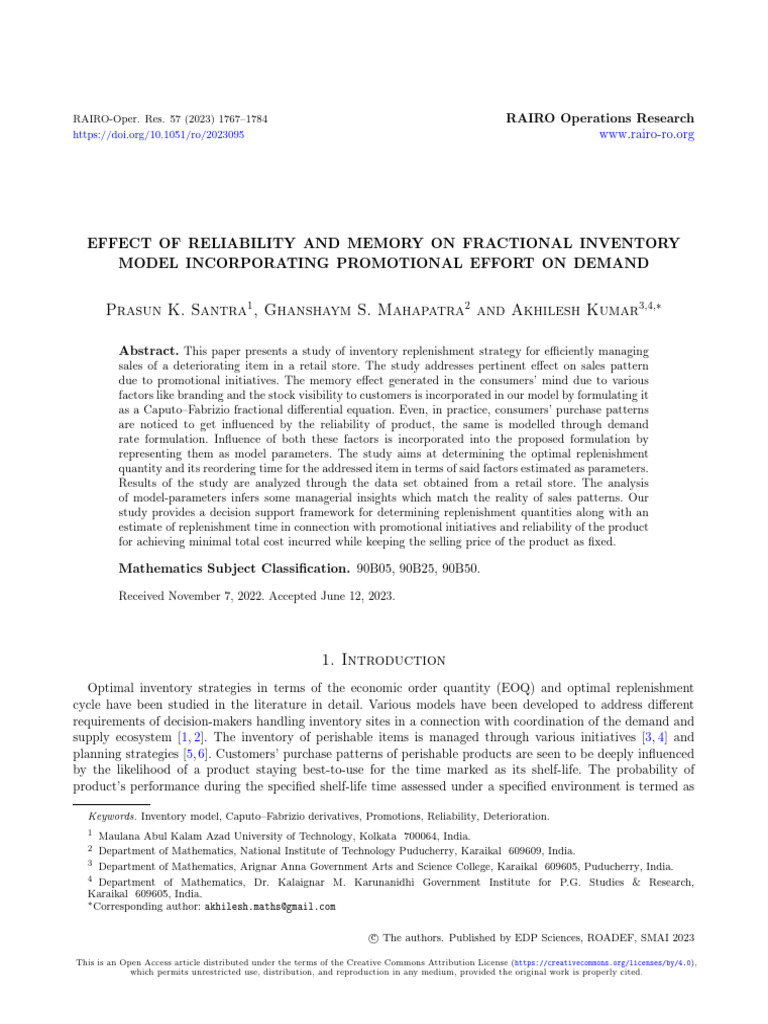 1st page 2023 b rairo or effect of reliability and memory on
