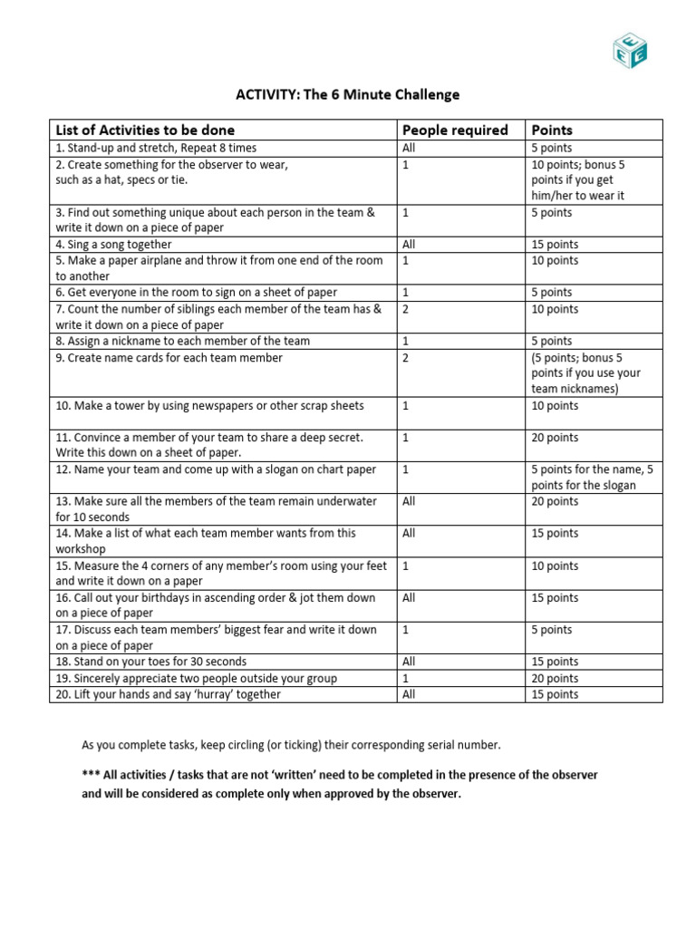 6 Minute Challenge_online | PDF