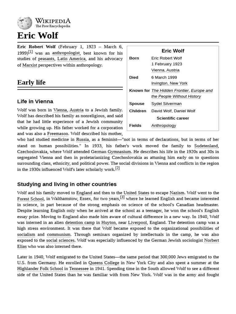 Eric Wolf: Pioneer of Political Anthropology | PDF | Liberal Arts Education