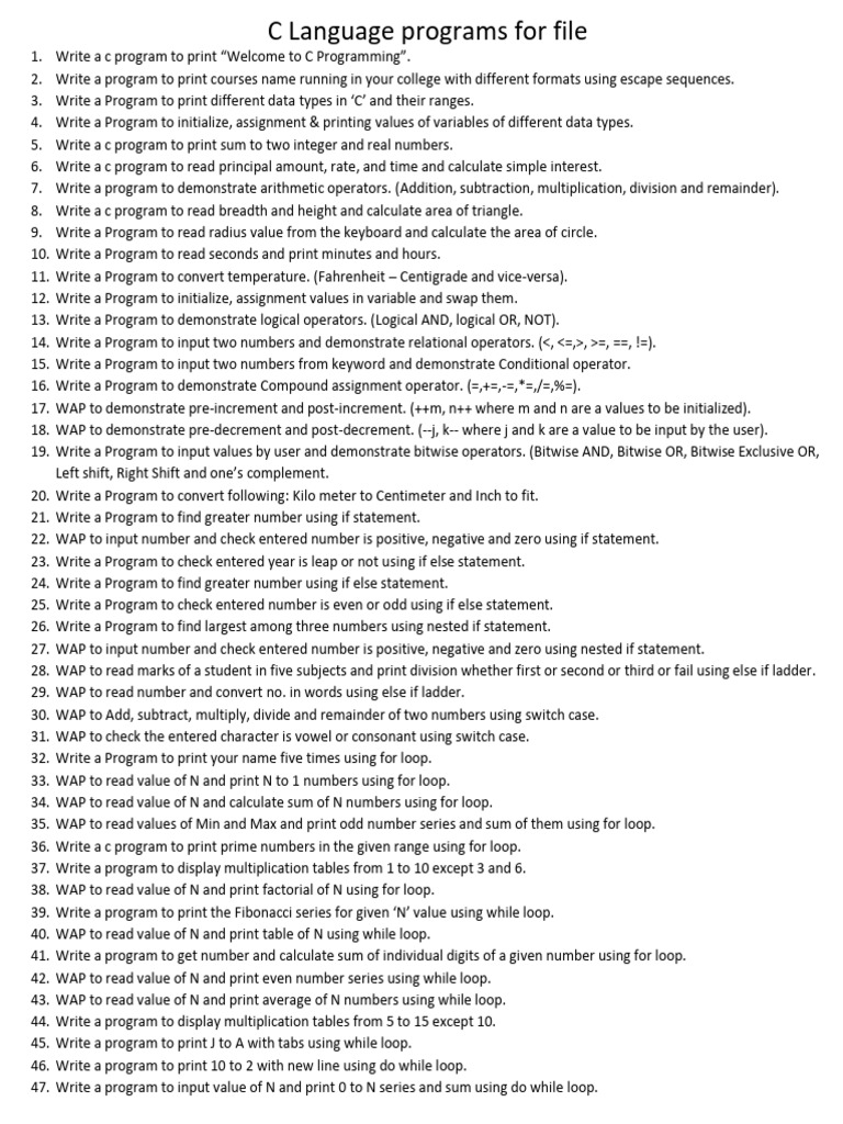 Write A C Program To Print | PDF | Control Flow | Computer Program