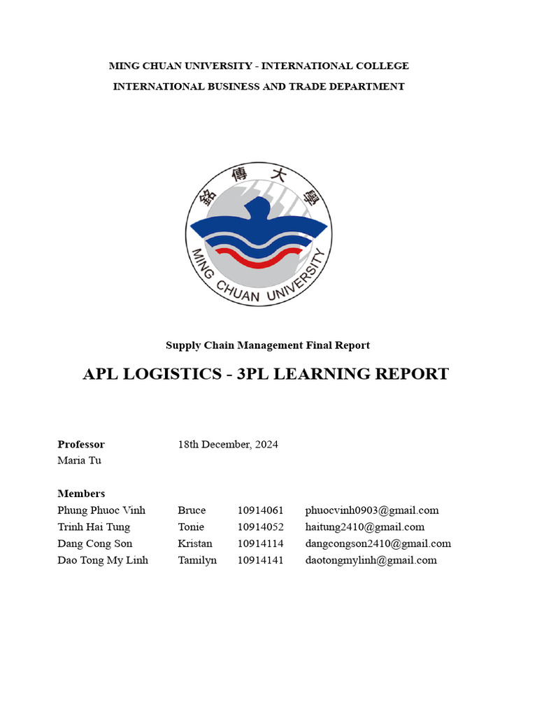 APL Logistics: 3PL Analysis Report | PDF | Efficient Energy Use | Logistics