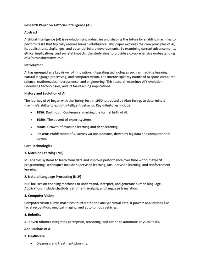 Research Paper On Artificial Intelligence | PDF | Artificial ...
