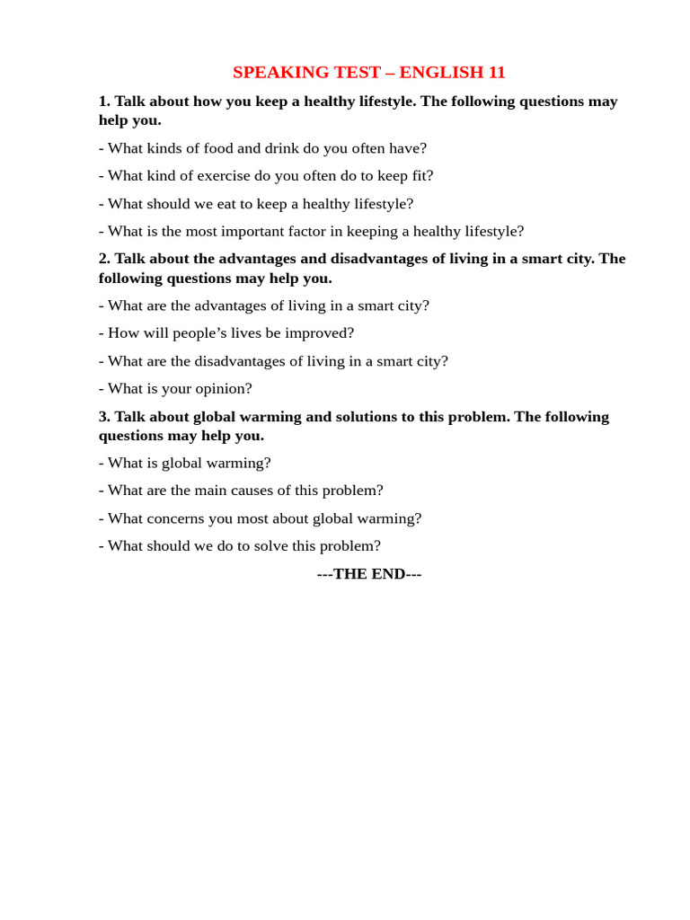 Speaking Test 11 | PDF