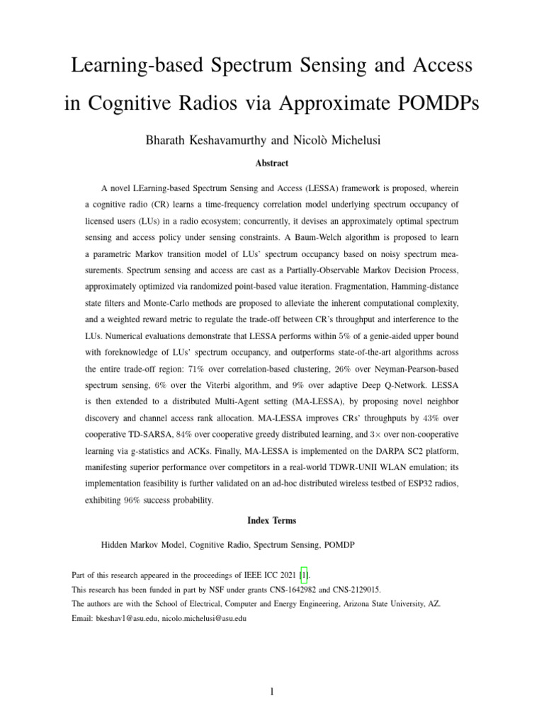 Learning-Based Spectrum Sensing and Access in Cognitive Radios Via ...