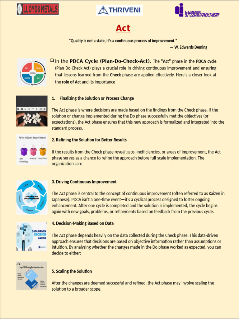 Importance of the Act Phase in PDCA | PDF