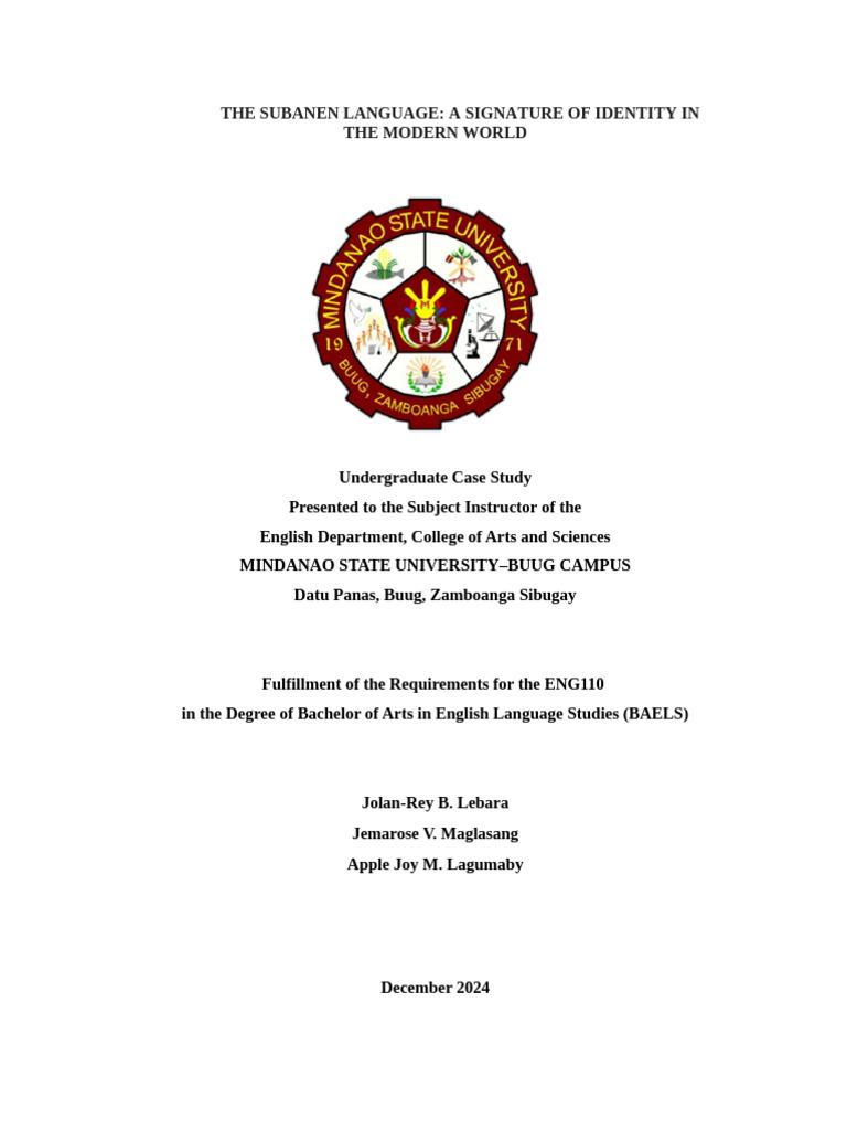 Subanen Language and Cultural Identity | PDF | Identity (Social Science ...