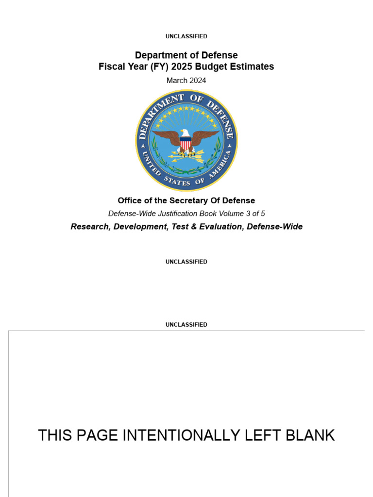 FY 2025 Defense-Wide Budget Estimates | PDF | United States Department ...