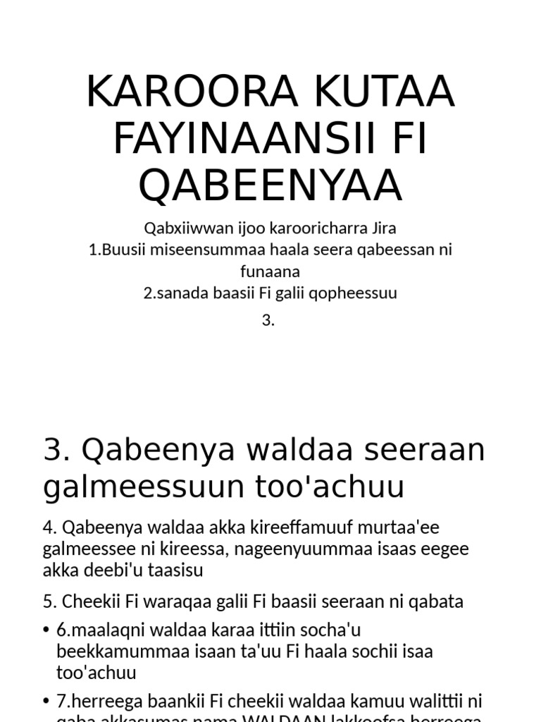 Karoora Kutaa F | PDF