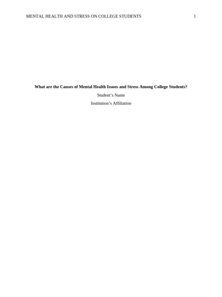 Mental Illnesses and Stress Among College Students - Edited | PDF ...