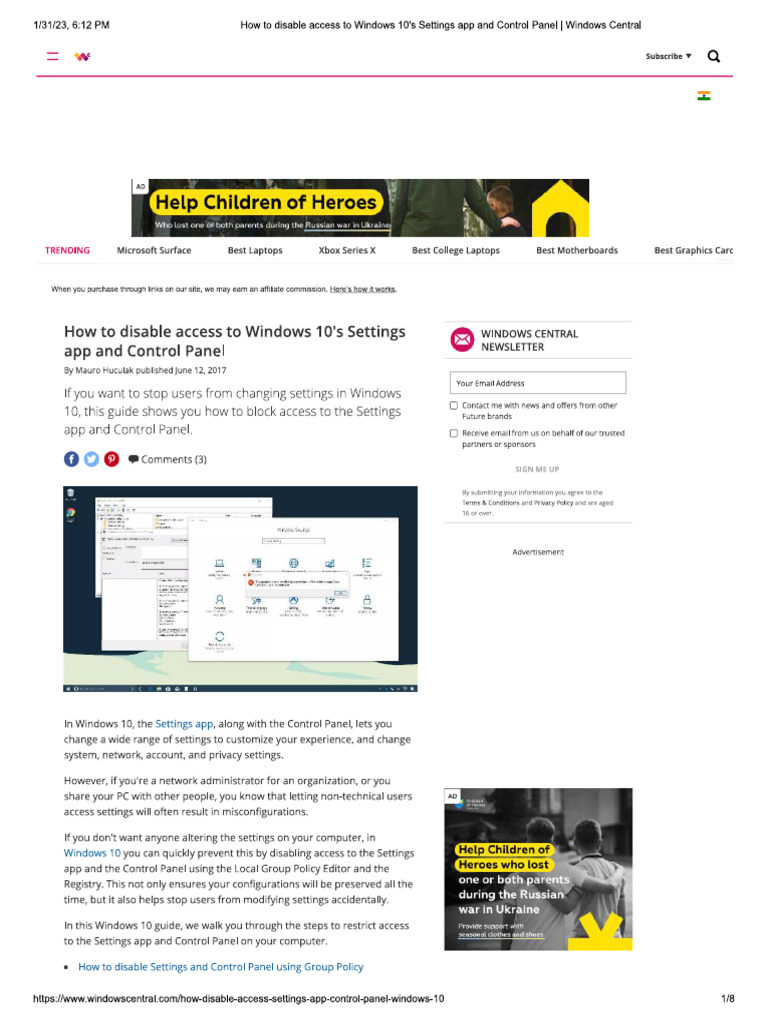 Group Policy Settings - Disable Access To Windows 10 - S S... PP and ...