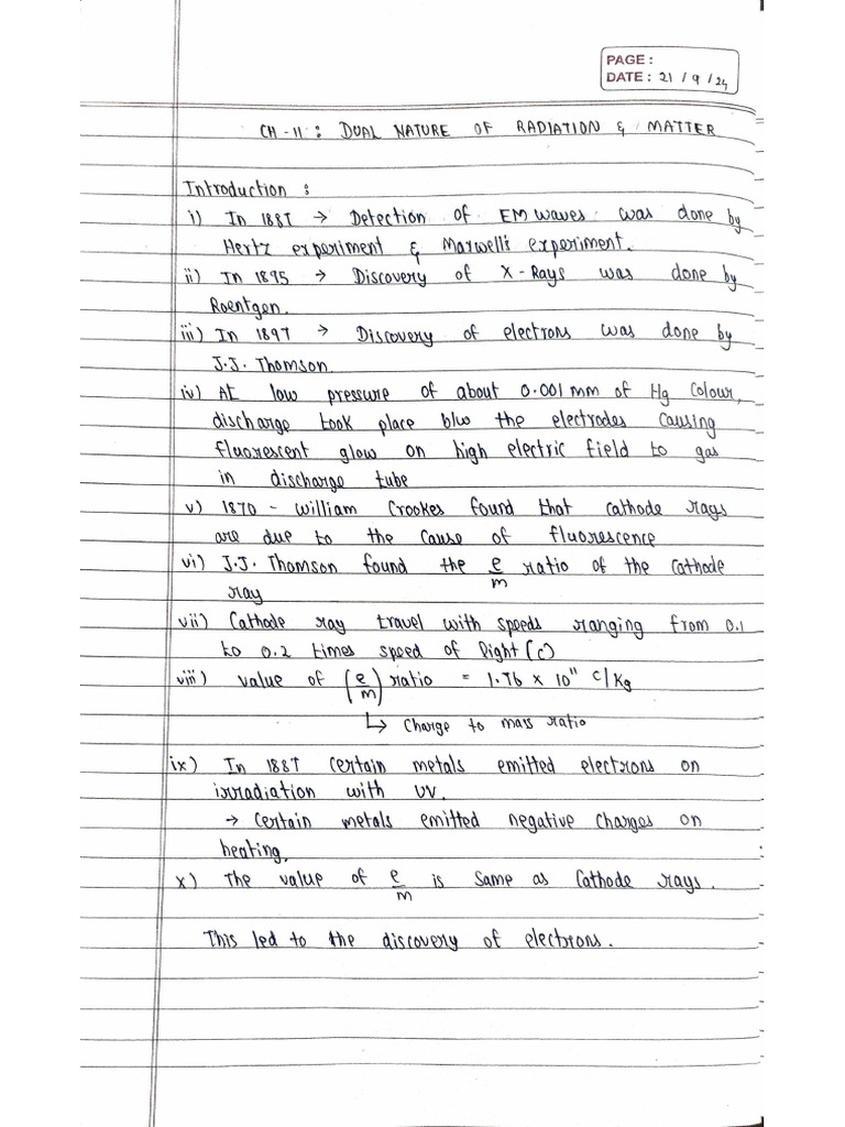 Phy Ch-11 Dual Nature & Radiation Notes | PDF