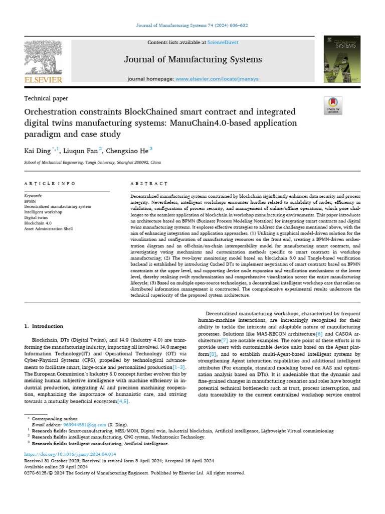 Blockchain and Digital Twins in Manufacturing | PDF | Internet Of ...