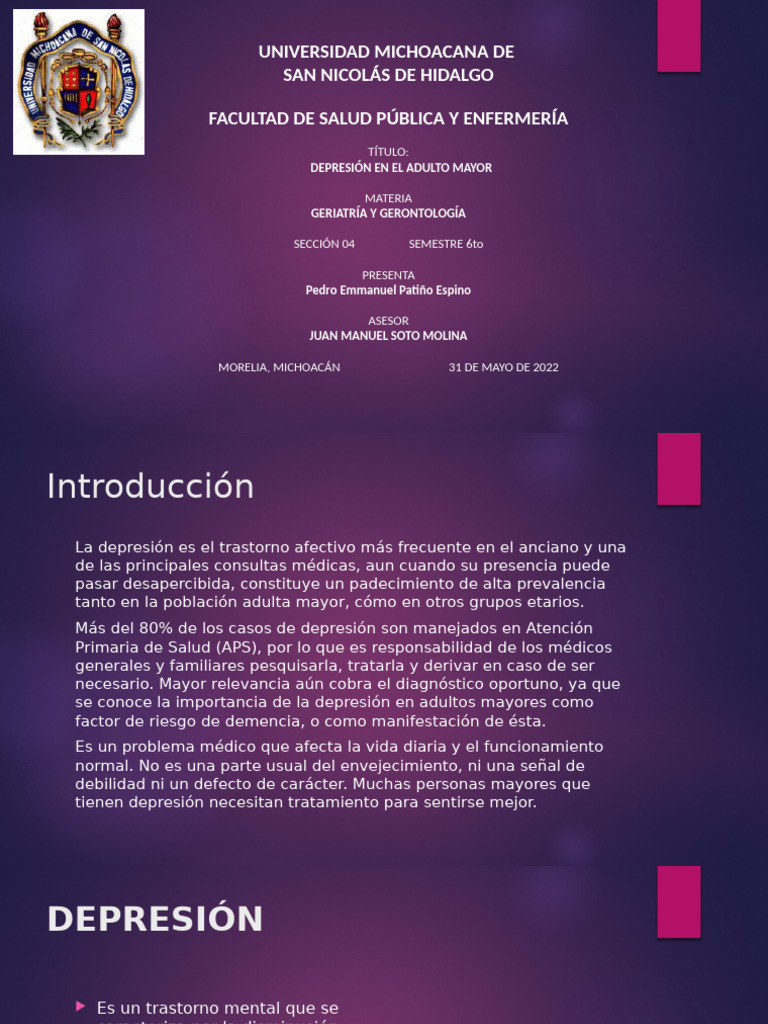 Depresión en Adultos Mayores | PDF | Trastorno depresivo mayor ...