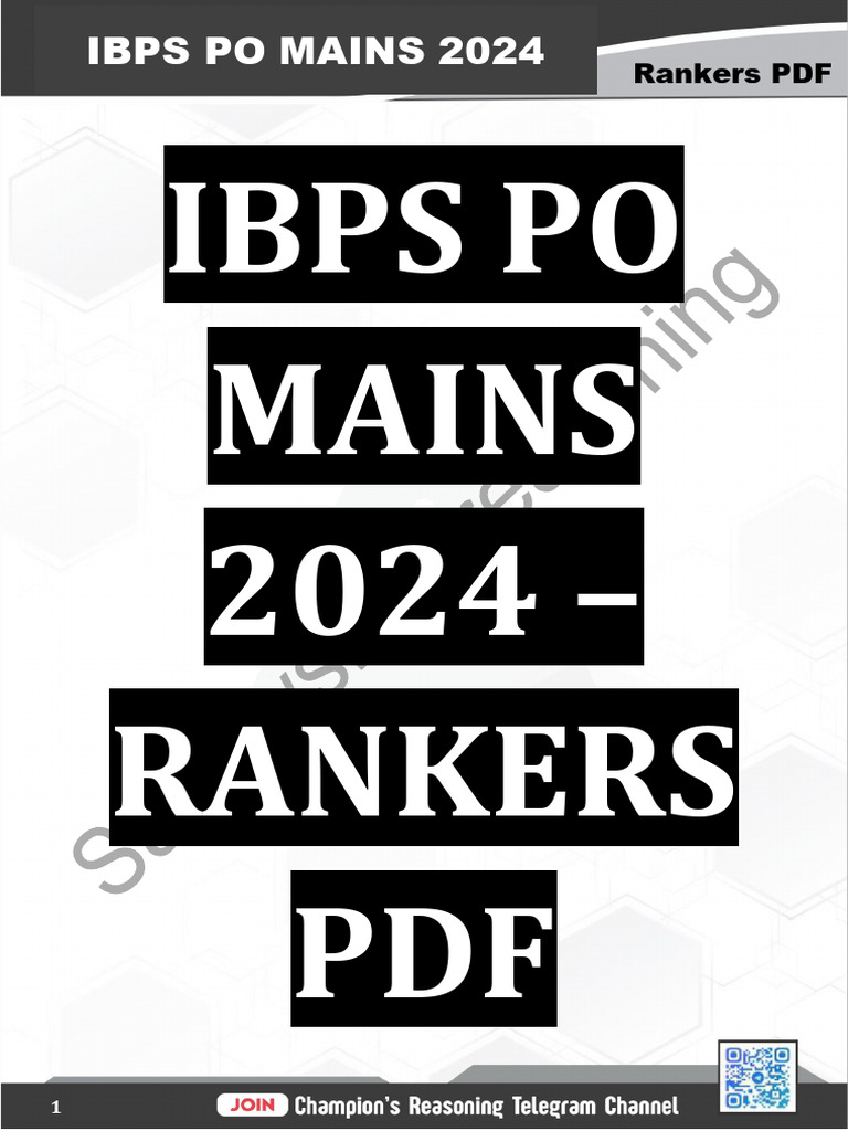 IBPS PO Mains 2024 Logical Reasoning Guide | PDF | Numbers | Matrix ...